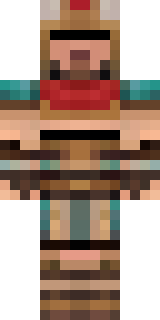 a gladiator in bronze arm guards and a red-plumed helmet