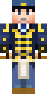 an airship captain in a navy coat with copper gadgets