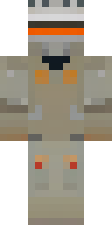 a battle-worn pilot in orange plating with scorch marks