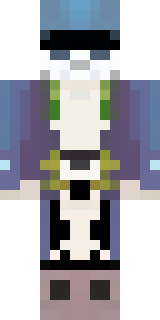 a ghostly pirate with pale skin and a tattered blue coat