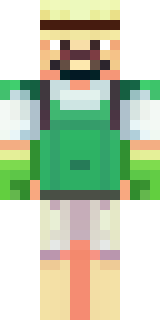 a farmer villager in a straw hat with a green apron