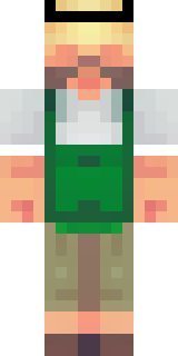 a farmer villager in a straw hat with a green apron