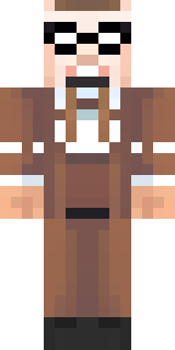 a friendly villager librarian in brown robes with glasses