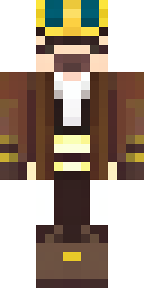 a steampunk inventor in a brown leather coat and brass goggles
