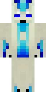 a snow fox spirit in white fur with blue markings