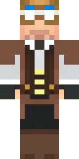 a steampunk inventor in a brown leather coat and brass goggles