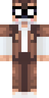 a friendly villager librarian in brown robes with glasses