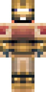 a gladiator in bronze arm guards and a red-plumed helmet