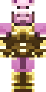a piglin brute in gold armor with a snout and tusks