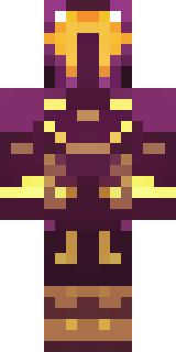 a nether hunter in crimson hide with glowing gold trim