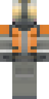 a battle-worn pilot in orange plating with scorch marks