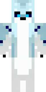 a snow fox spirit in white fur with blue markings