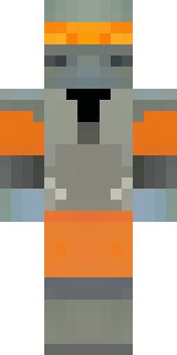 a battle-worn pilot in orange plating with scorch marks
