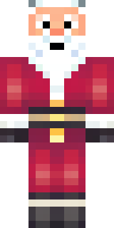 a jolly Santa in a red suit with a white beard and sack
