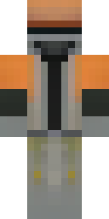 a battle-worn pilot in orange plating with scorch marks