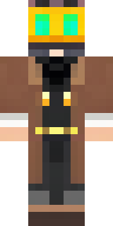 a steampunk inventor in a brown leather coat and brass goggles