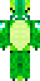 a dragon hybrid with green scales, horns and a spined tail
