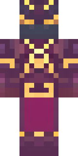 a nether hunter in crimson hide with glowing gold trim