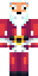 a jolly Santa in a red suit with a white beard and sack