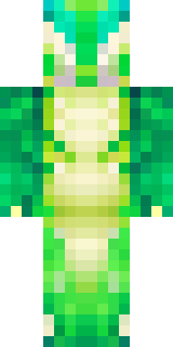 a dragon hybrid with green scales, horns and a spined tail