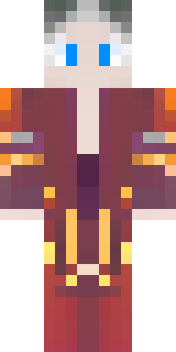 a fire mage in crimson robes with burning orange sleeves