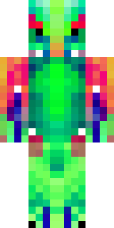 a dragon hybrid with green scales, horns and a spined tail