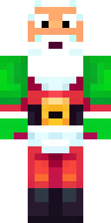 a jolly Santa in a red suit with a white beard and sack