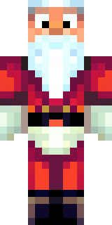 a jolly Santa in a red suit with a white beard and sack