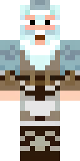 a frost viking in white furs and a horned helm