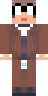 a friendly villager librarian in brown robes with glasses