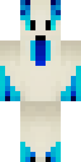 a snow fox spirit in white fur with blue markings