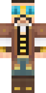 a steampunk inventor in a brown leather coat and brass goggles