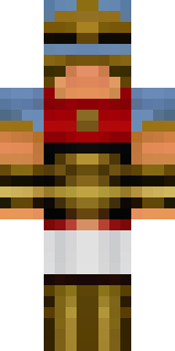 a gladiator in bronze arm guards and a red-plumed helmet