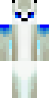a snow fox spirit in white fur with blue markings