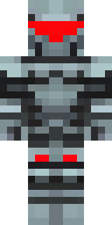 a chrome-armed enforcer in dark tactical gear with red optics