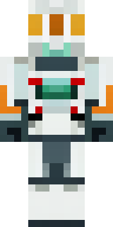 a mecha pilot in a white flight suit with a segmented helmet