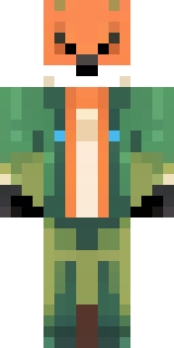 an anthropomorphic fox in a green explorer jacket