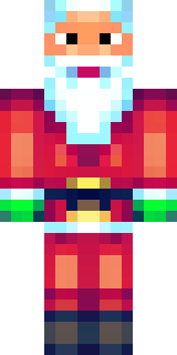 a jolly Santa in a red suit with a white beard and sack