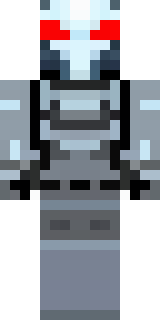 a chrome-armed enforcer in dark tactical gear with red optics