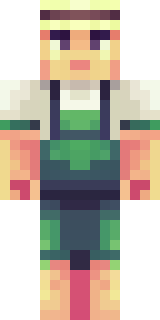 a farmer villager in a straw hat with a green apron