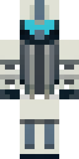 a mecha pilot in a white flight suit with a segmented helmet