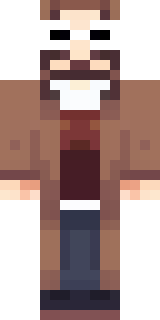 a friendly villager librarian in brown robes with glasses