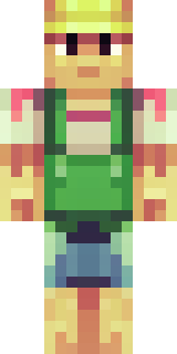 a farmer villager in a straw hat with a green apron