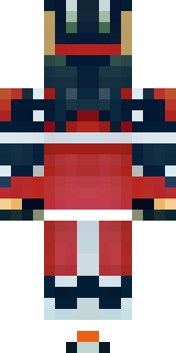 a samurai in red lacquered armor with a horned helmet