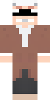 a friendly villager librarian in brown robes with glasses