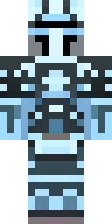 a frost knight in ice-blue armor rimed with snow