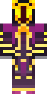 a nether hunter in crimson hide with glowing gold trim
