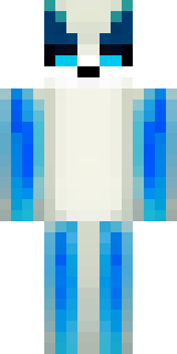 a snow fox spirit in white fur with blue markings