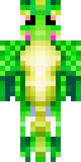 a dragon hybrid with green scales, horns and a spined tail