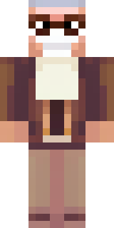 a friendly villager librarian in brown robes with glasses